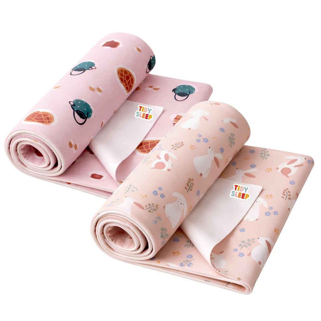 Printed Waterproof Dry Sheet (Pack of 2) - Sweet Treat & Blush Bunny