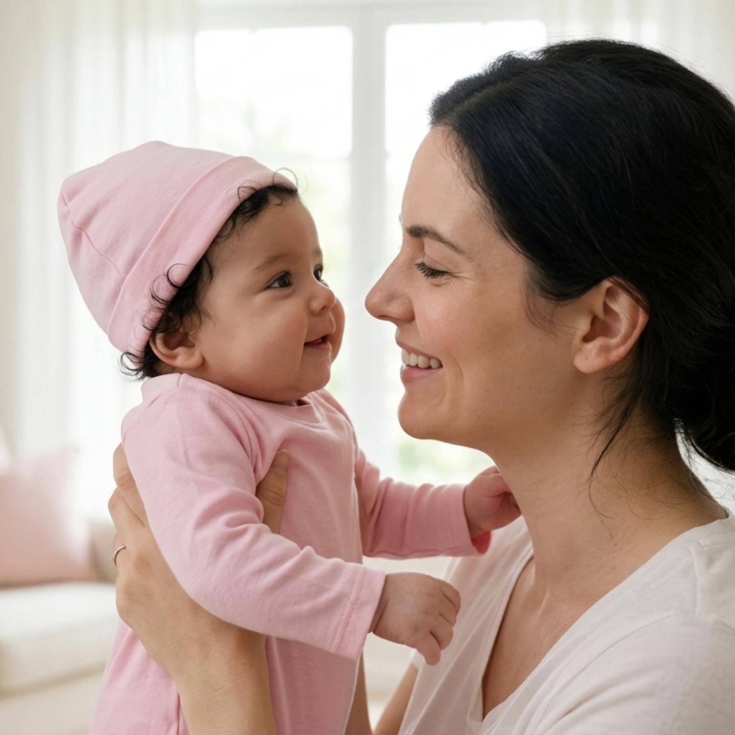 Onesie with Cap Set for Newborns - Solid Pink
