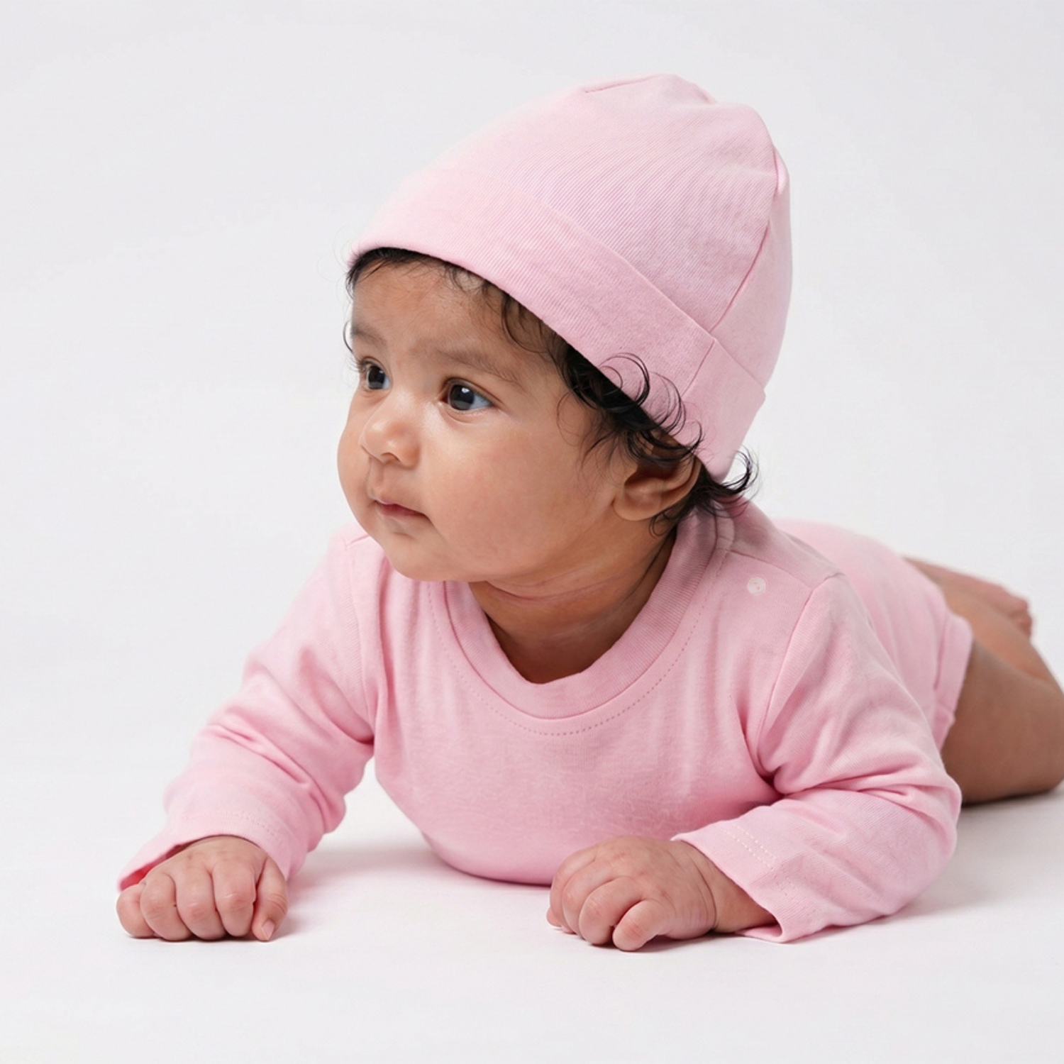 Onesie with Cap Set for Newborns - Solid Pink