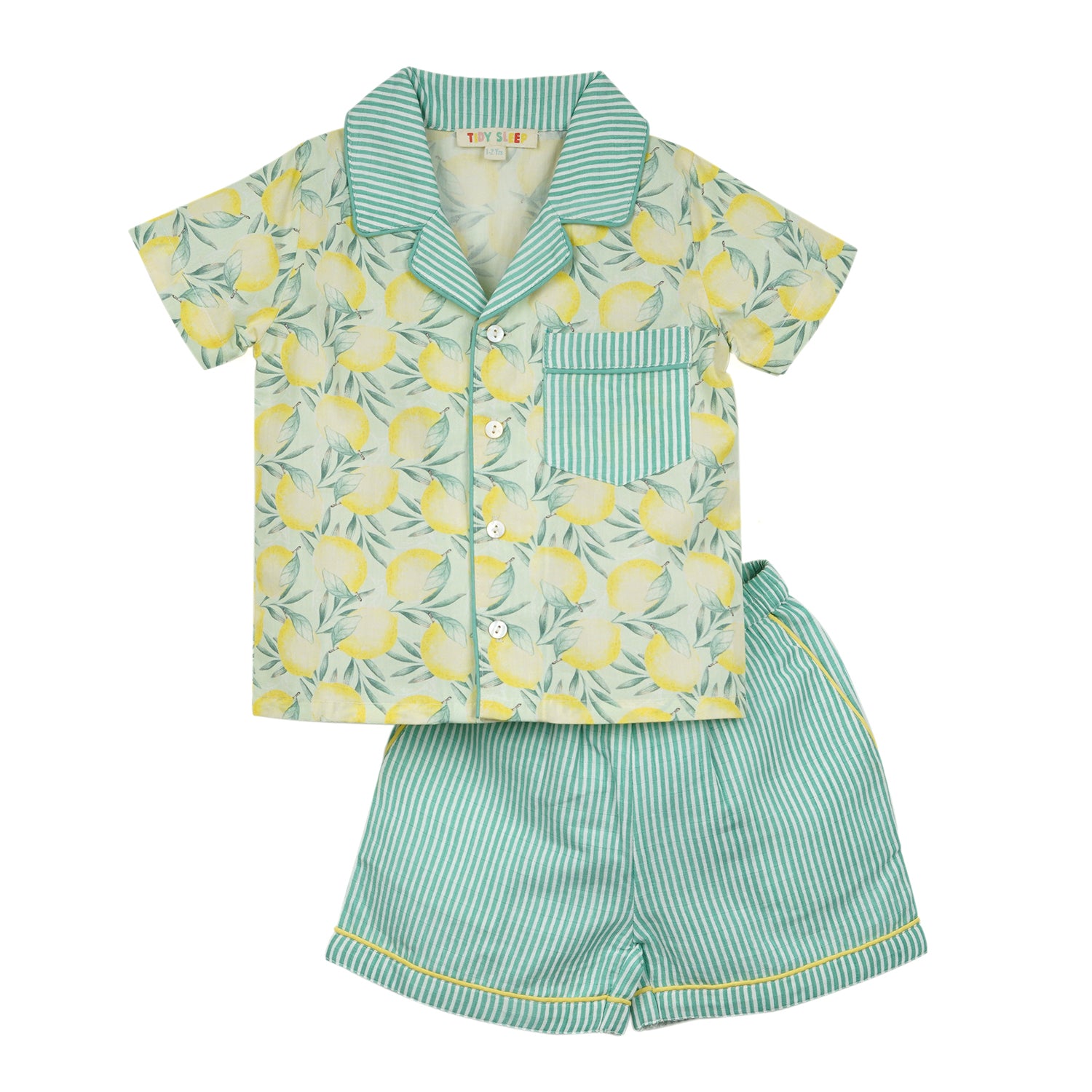 Zesty Lemon Stipes Night Suit