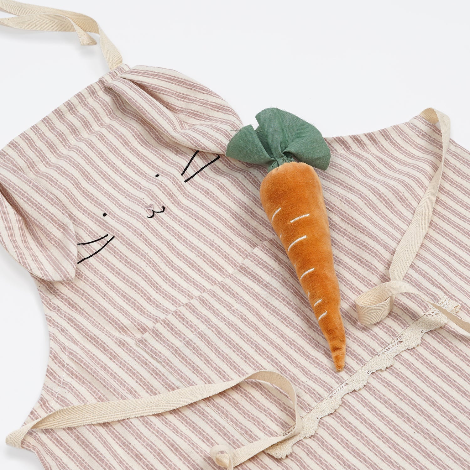 Little Chef's Bunny Apron | Silver Pink Stripe