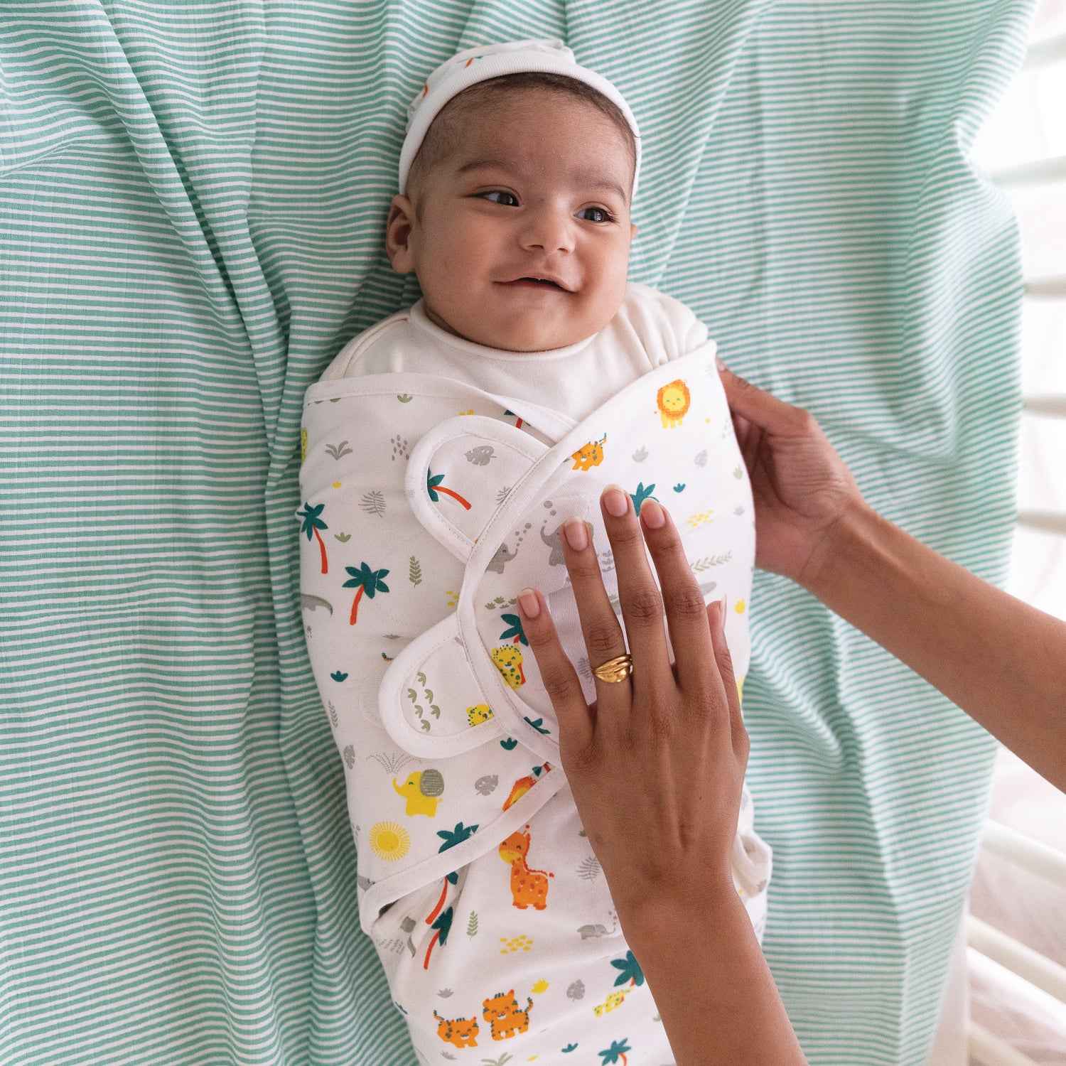 Hug Me Cotton Jersey Swaddle - Jungle Safari