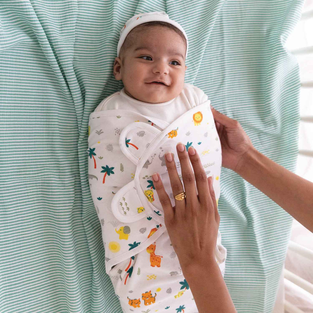 Hug Me Cotton Jersey Swaddle - Jungle Safari