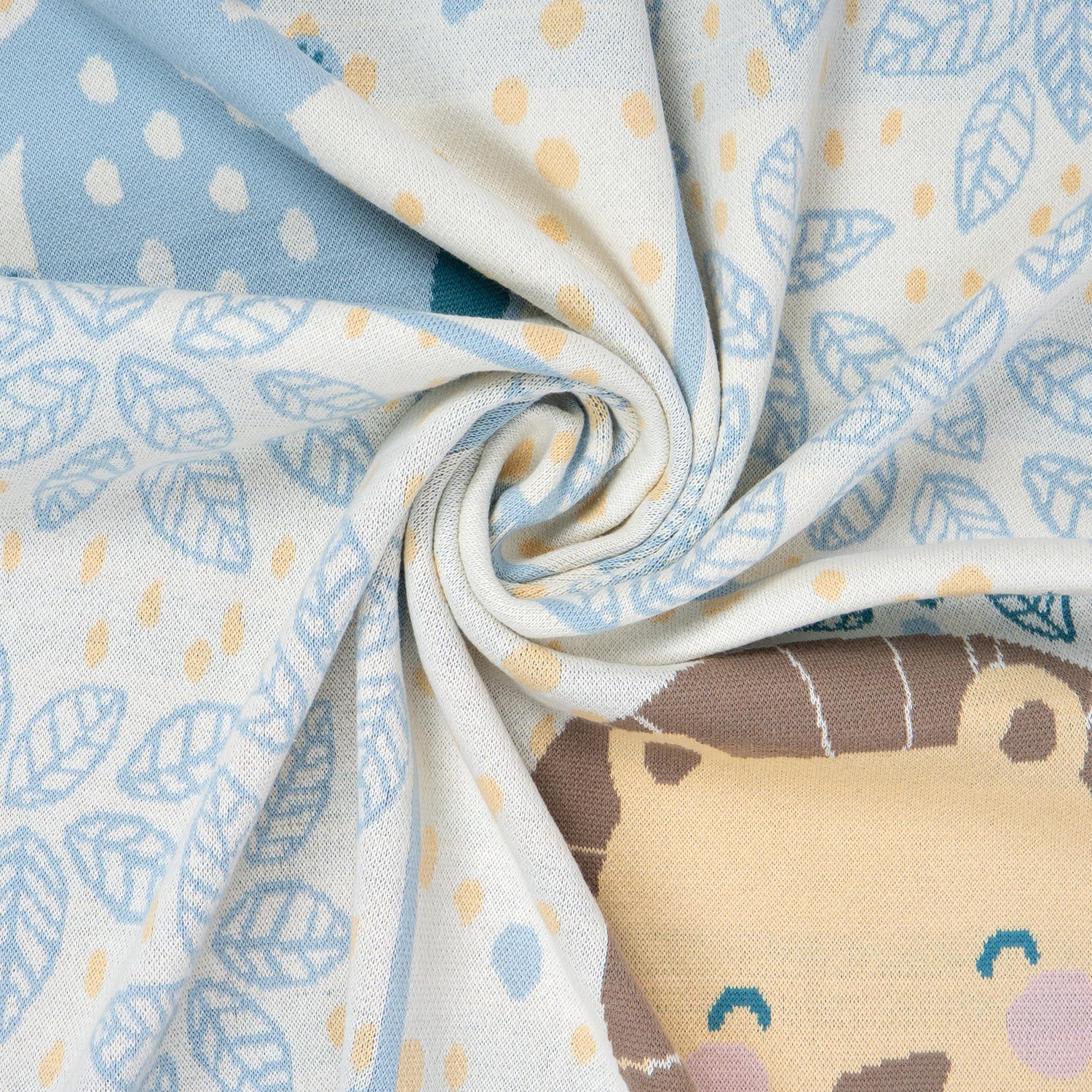 100% Knitted Cotton Mom&Me Print Knitted Blanket