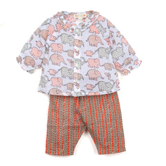 Elephant Red (Girls) Jhabla Set