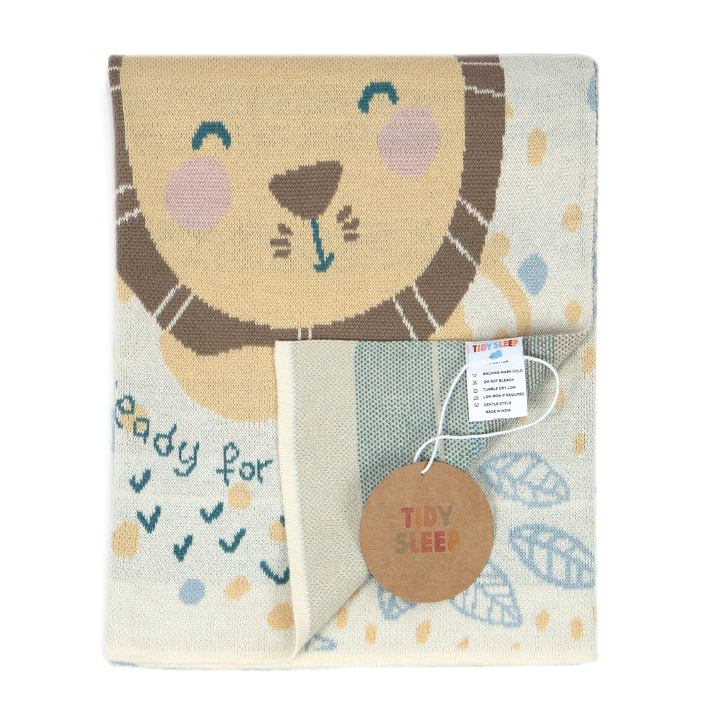 100% Knitted Cotton Mom&Me Print Knitted Blanket