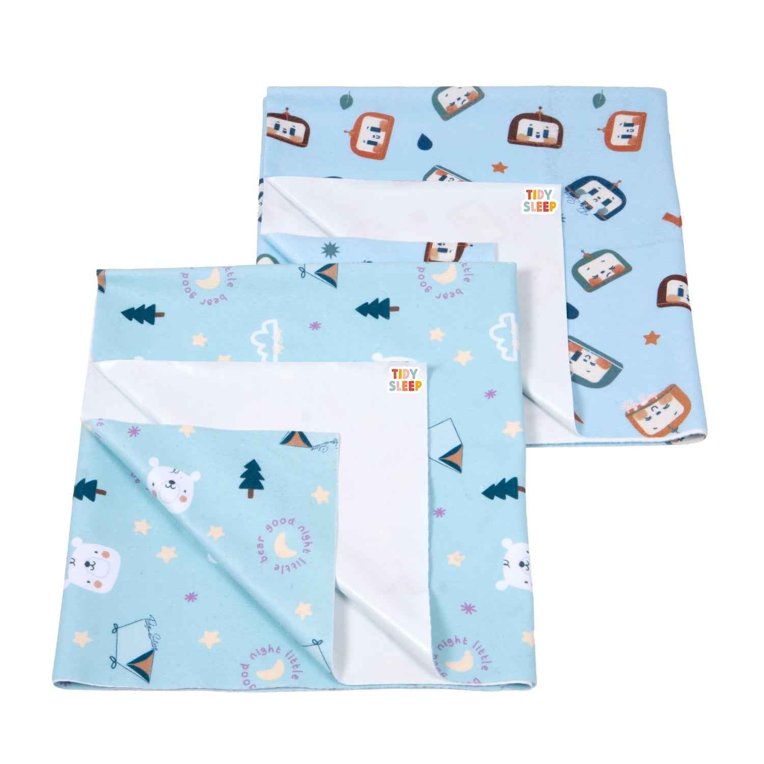 Printed Waterproof Dry Sheet (Pack of 2) - Robo Love & Little Bear Goodnight