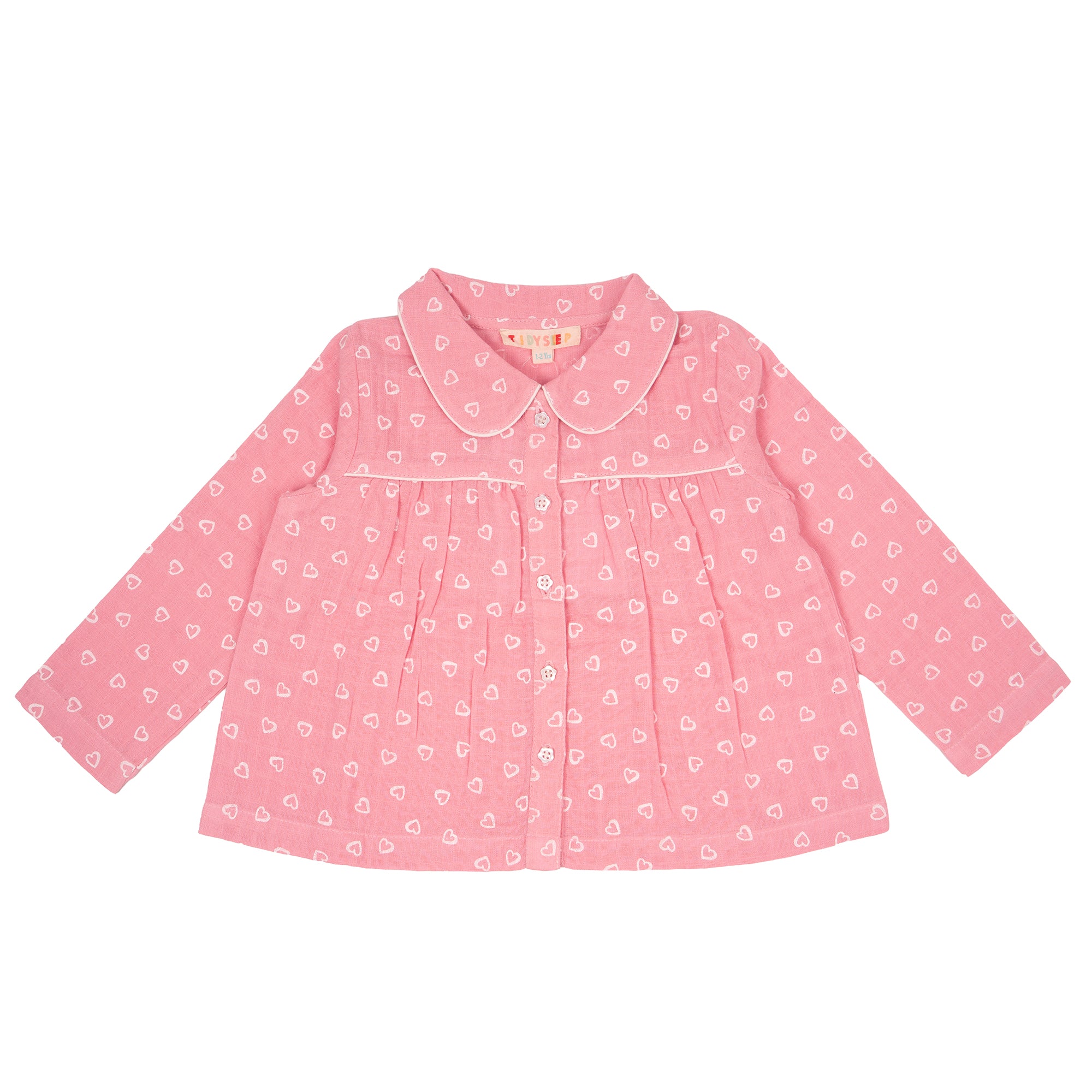 Pink Mini Hearts Cotton Muslin Night Suit