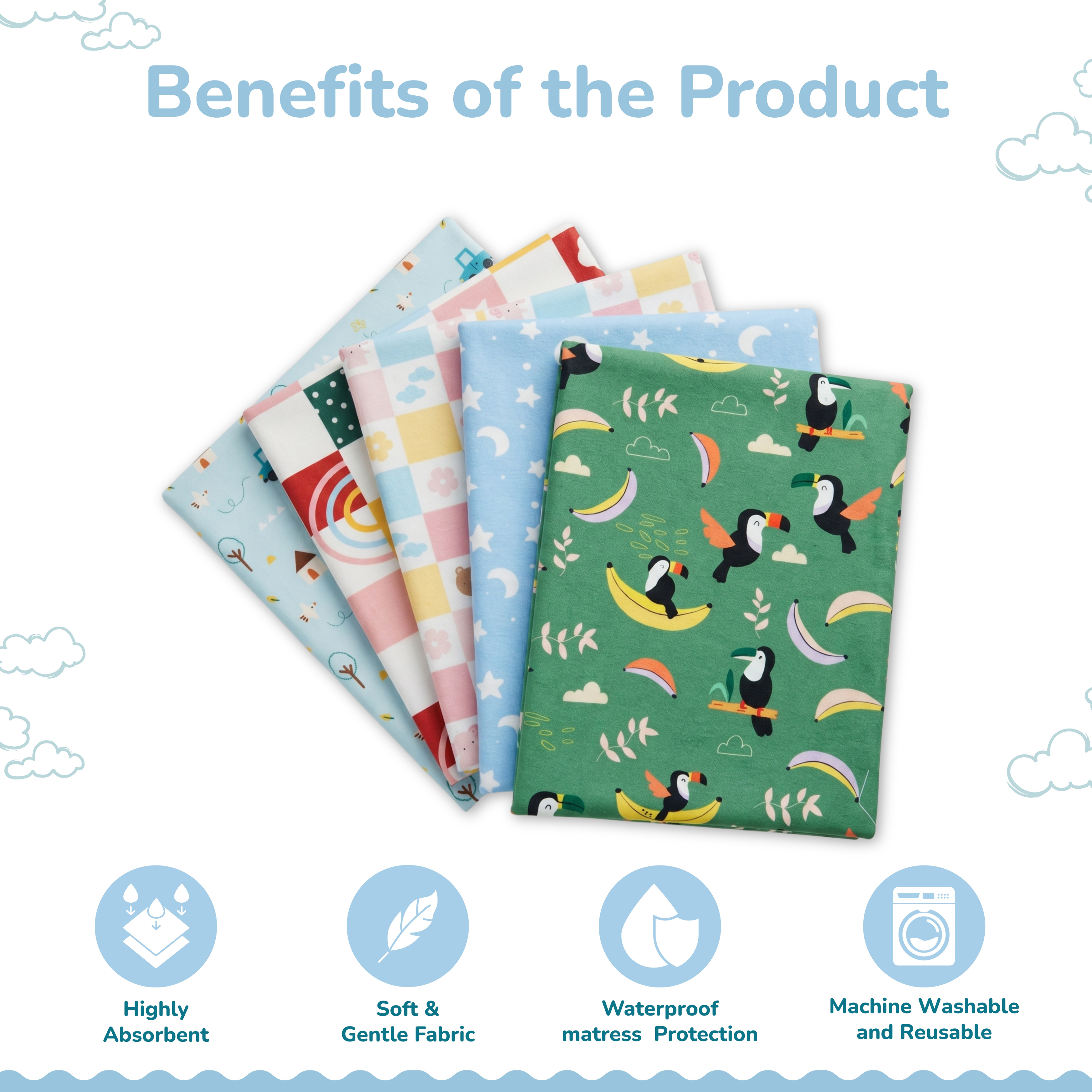 Printed Waterproof Dry Sheet (Pack of 2) - Little Road Trip & Rainbow Patch - Tidy Sleep