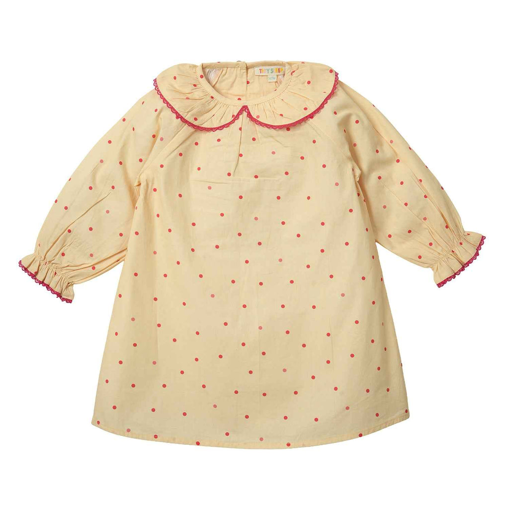 Yellow Polka Dots Cotton Night Dress