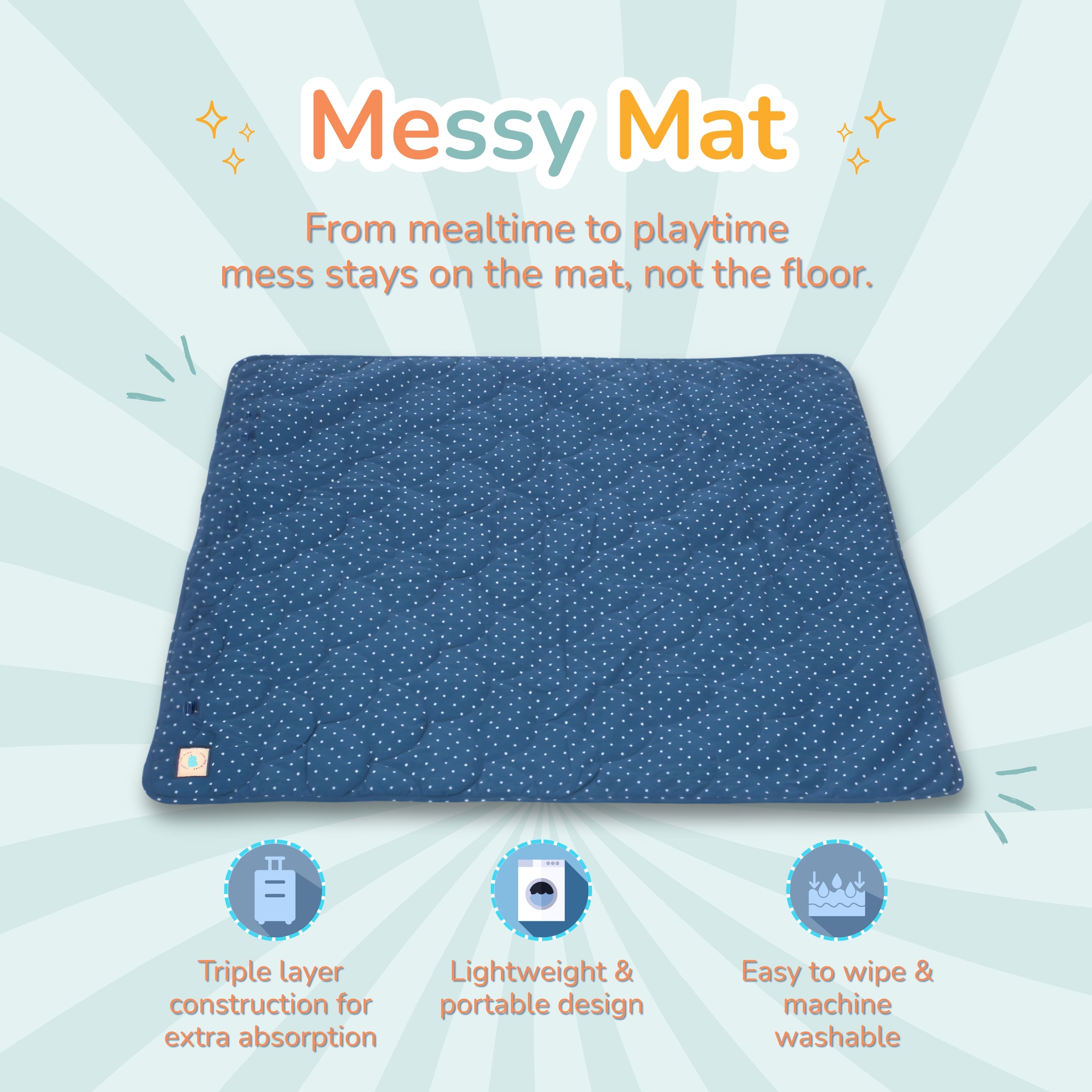 Mat Combo - Changing Mat (Pack of 2) + On-the-go Mat (1 Piece) + Messy Mat (1 Piece)