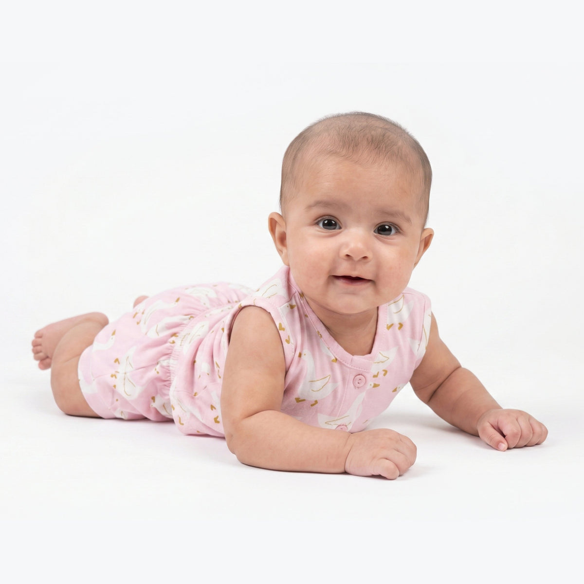 Baby Cotton Vest and Bloomer Set - Pink Duck