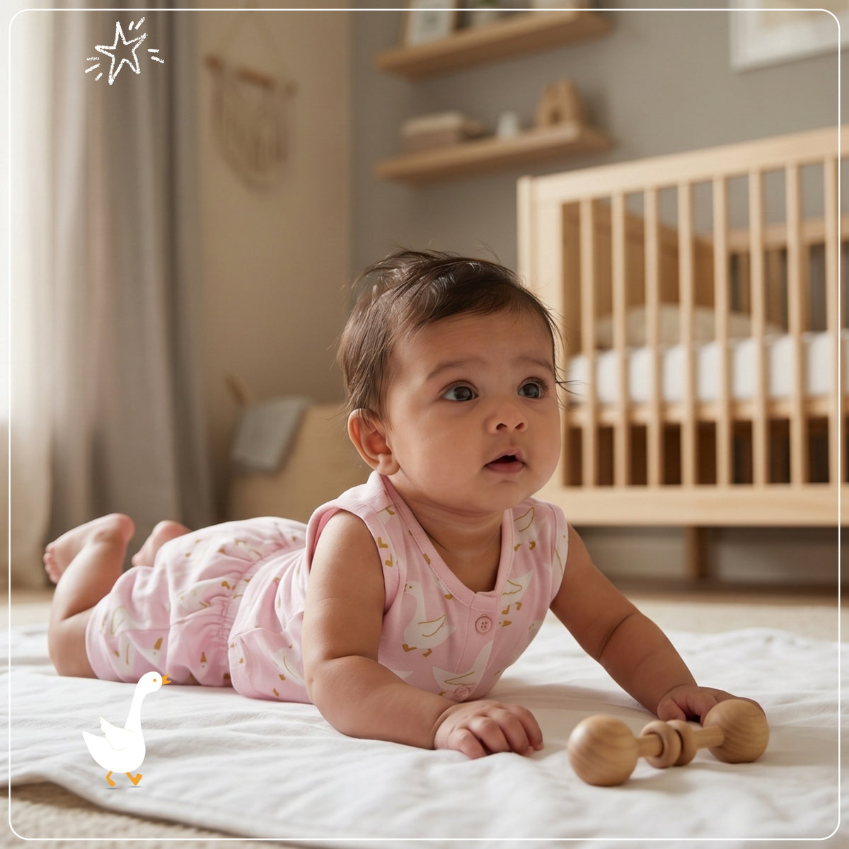 Baby Cotton Vest and Bloomer Set - Pink Duck