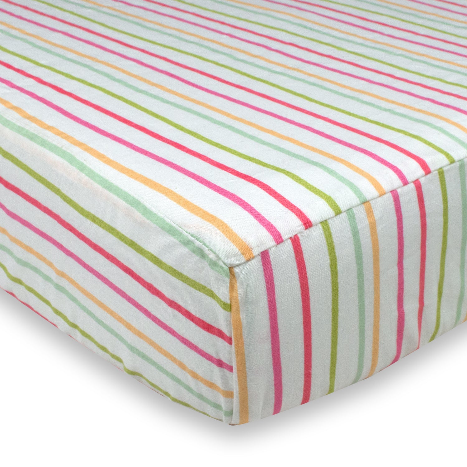 Organic Fitted Cot Sheet - Pink Stripe