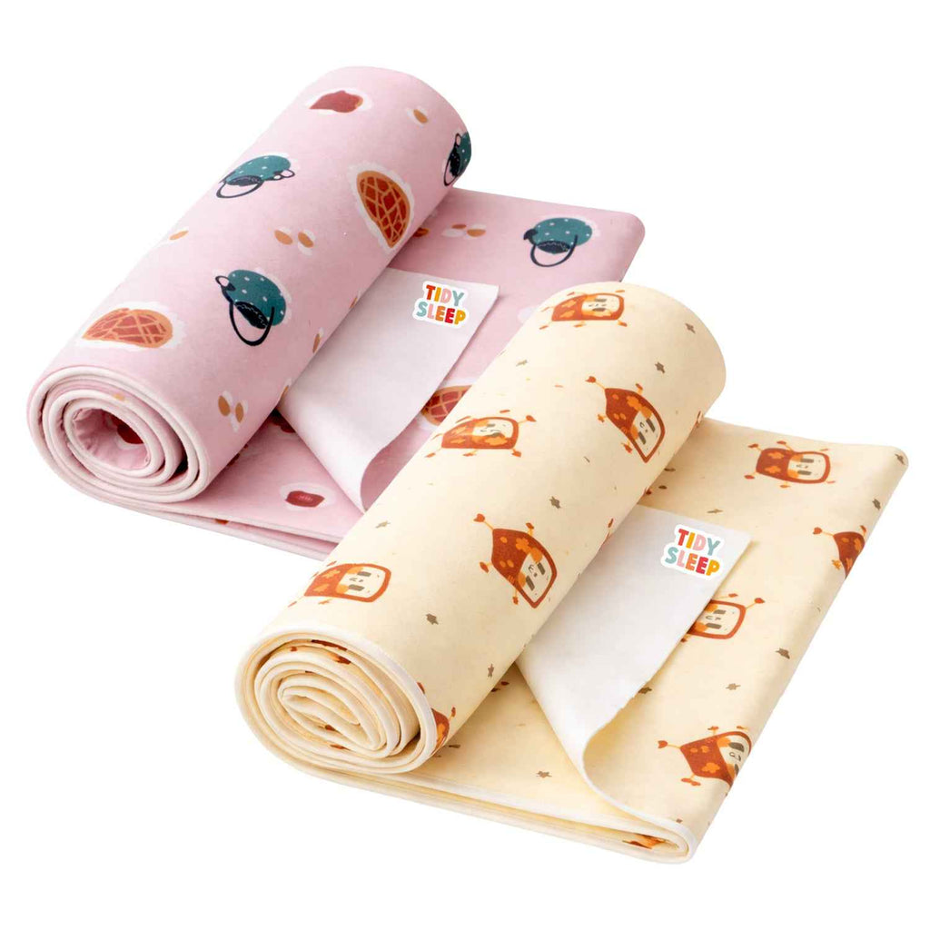 Printed Waterproof Dry Sheet (Pack of 2) - Sweet Treat & Smart Robot