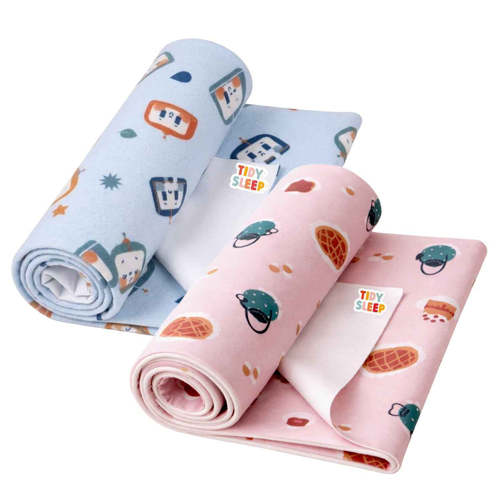 Printed Waterproof Dry Sheet (Pack of 2) - Robo Love & Sweet Treat