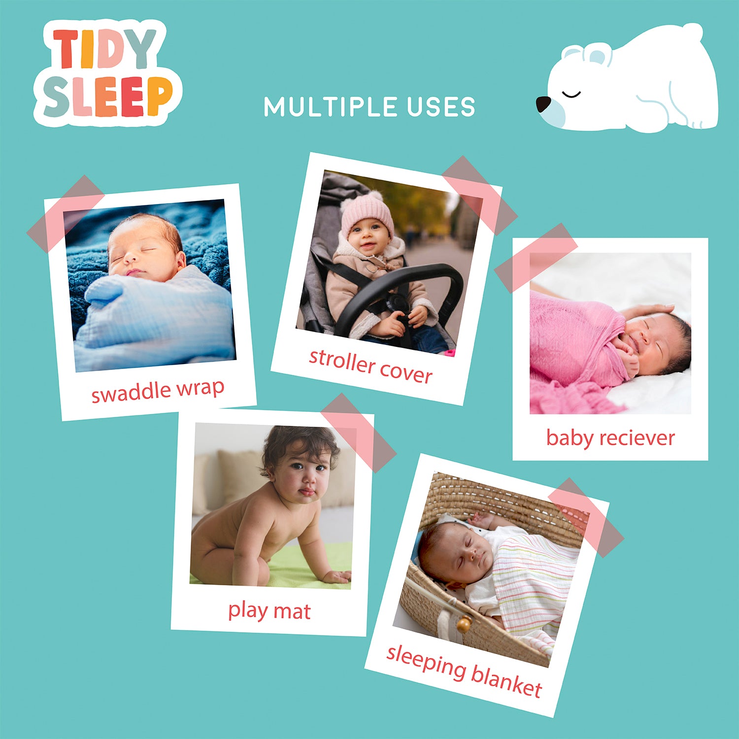 MOM&ME Cotton Muslin Swaddle - Pack of 3