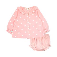 Pink Polka Jhabla Cord Set