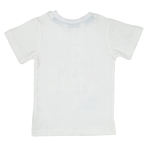 Dino Party - Half Sleeved Cotton T-Shirt White