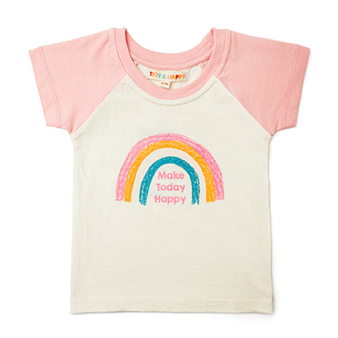 Tidy Sleep Happy Rainbow  - Half Sleeved Cotton T-Shirt - Pink