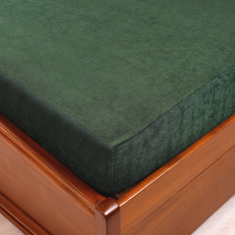 Waterproof Soft Terry Cotton Breathable Fitted Style Mattress Protector - Green