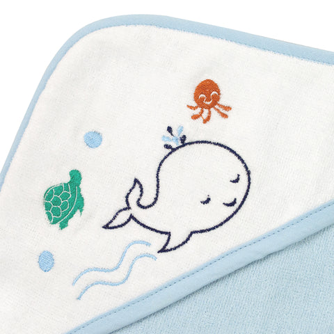 Tidy Sleep Woven Cotton Hooded Baby Bath Towel - Baby Blue