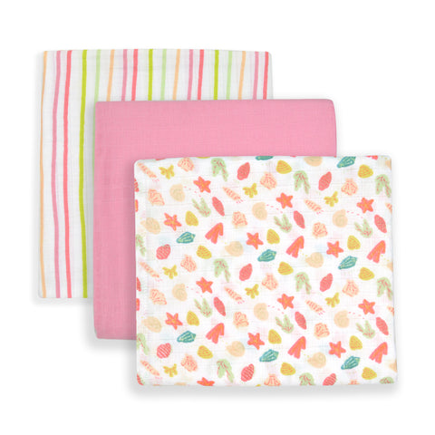 Cotton Muslin Swaddle - Into the Sea - Pack of 3