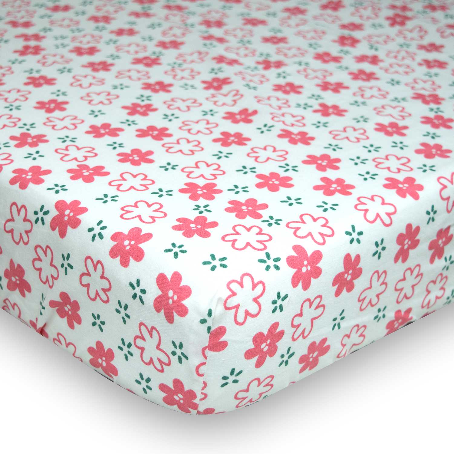Tidy Sleep Organic Fitted Cot Sheet - Blossom Pink