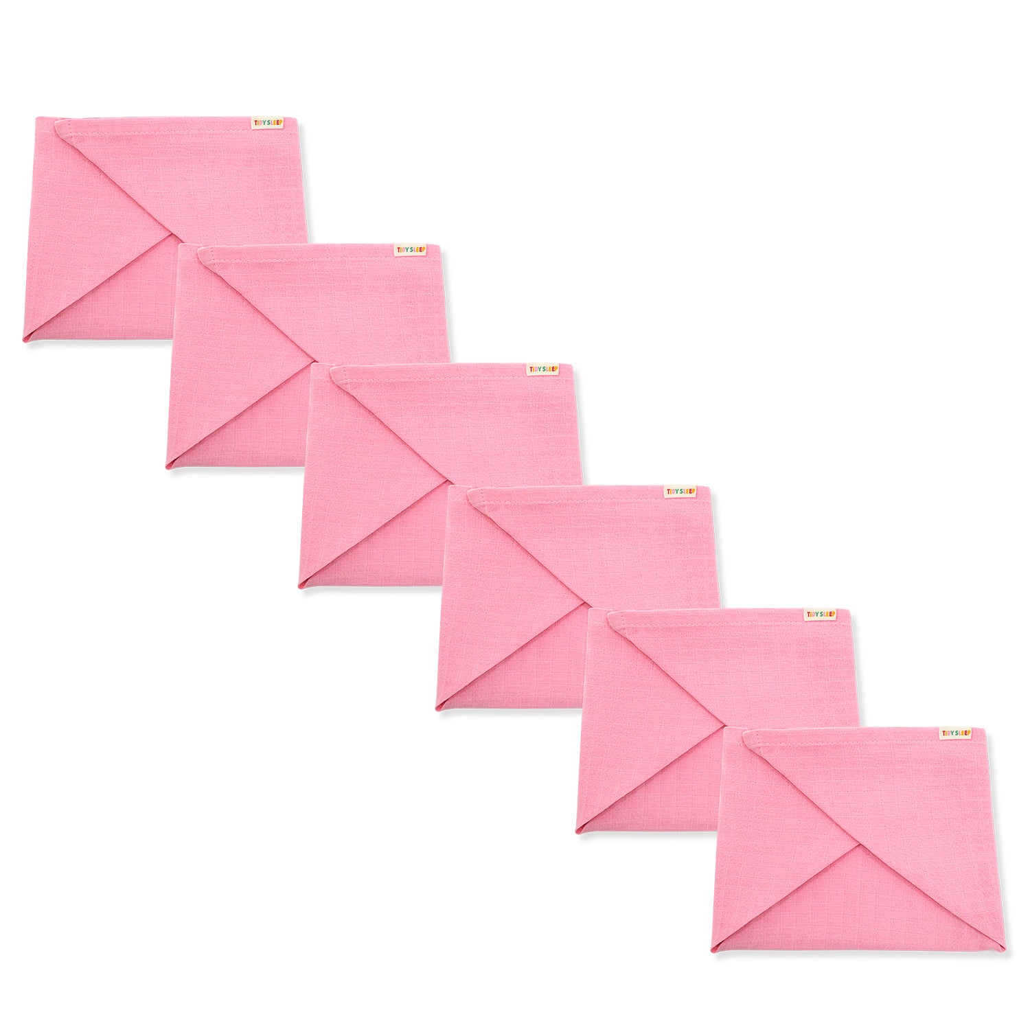 Tidy Sleep 100% Cotton Cloth Muslin Nappies Pink Pack of 6