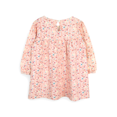 Pink blooming Flowers - Full Sleeves Cotton Frock